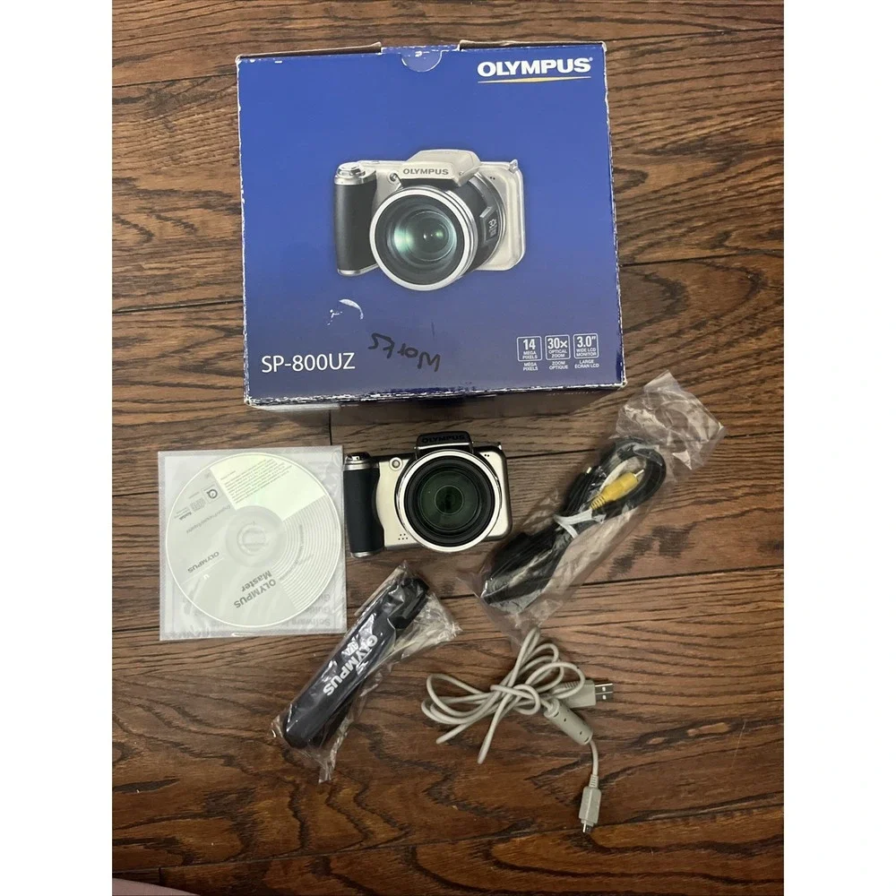Olympus SP-800UZ Digital Camera w/charger Chord battery memory card Tested Works